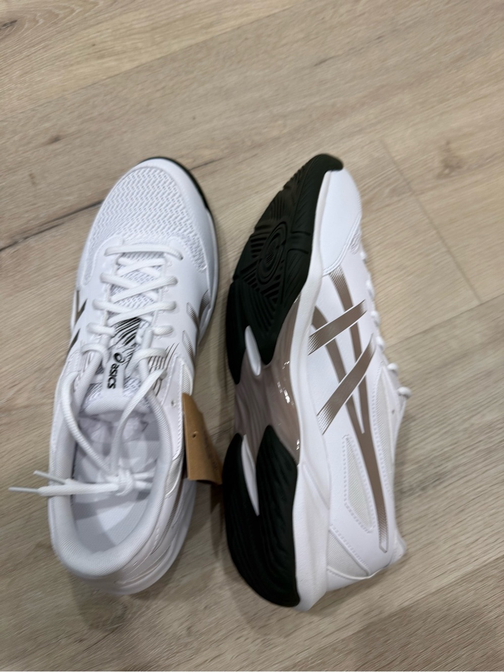 Asics White Athletic Sneakers with Black Outsole